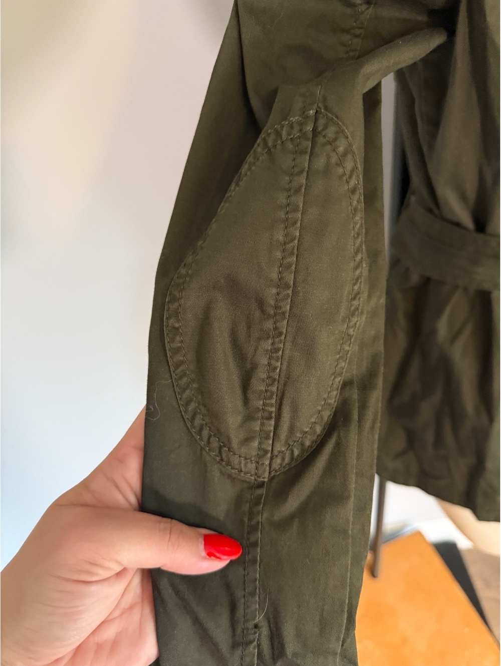 White House Black Market Olive Green Belted Utility Jacket Size 0 - Picture 14 of 14